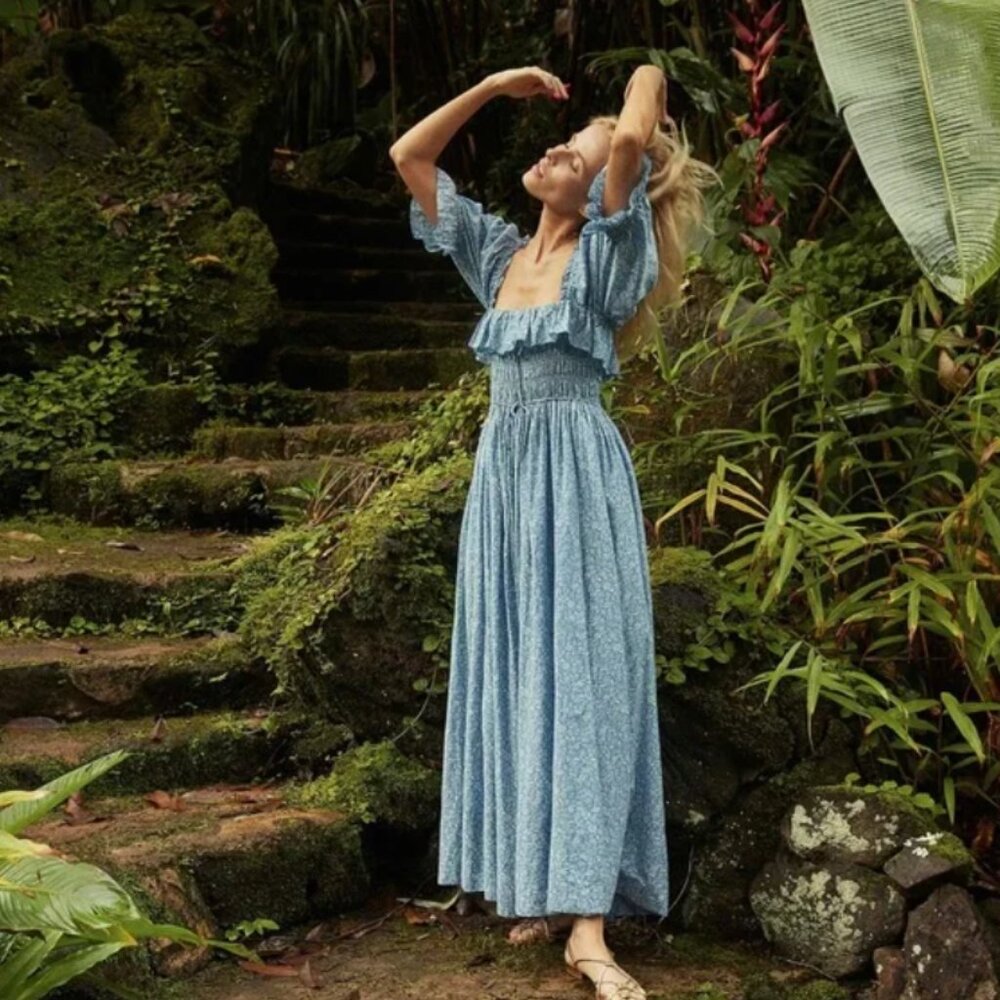 Dôen / Doen Sol Dress - Blue Garden Bloom - S